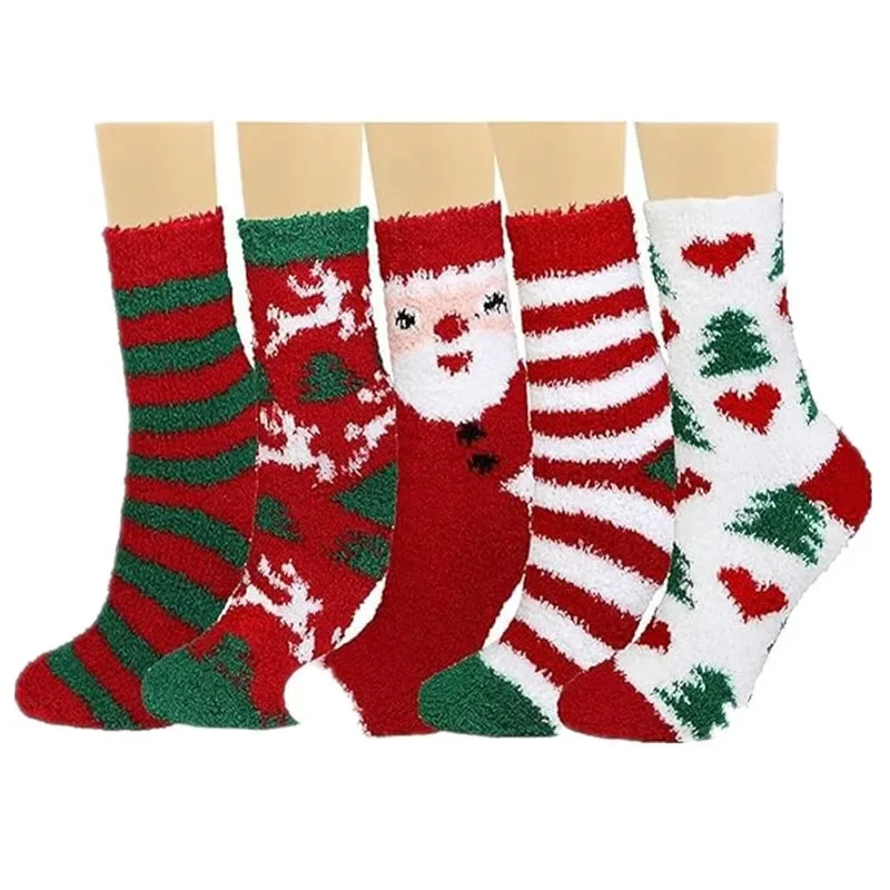 Chaussettes chaudes et optiques pour femmes, chaussettes de sol de couchage bonhomme de neige, lieux de Noël, sourire, hiver, 2025