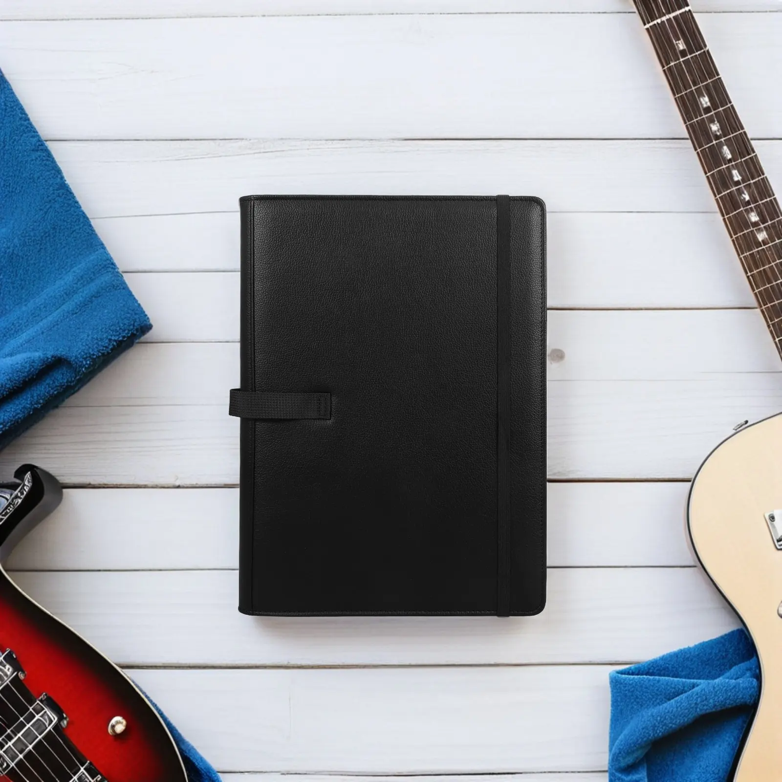 

A4 Music Sheet Folder for Piano Guitar Drums Choir Portable Lightweight Sheet Music Binder Organizer Hand Strap Concert Stage