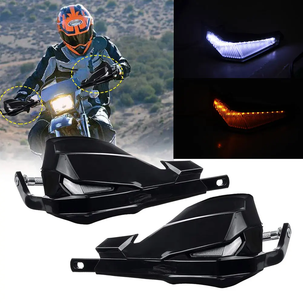 1Pair 22mm 25mm 28mm Universal Motorcycle Hand Handlebar Handle Bar Guards LED Handguard Turn Signal Lamp For Honda  Suzuki