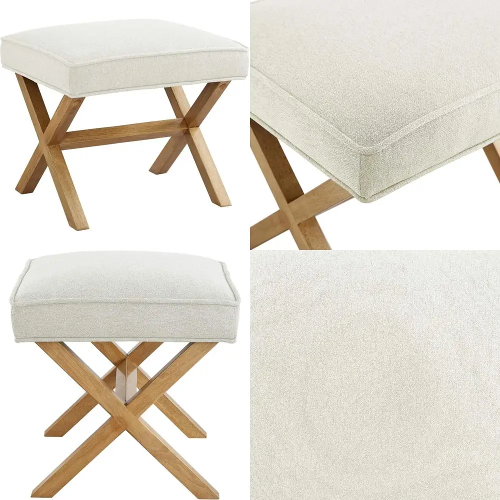 

Льняной пуфик Amazon Basics в современном стиле середины века, цвет слоновой кости, 18 x 19,8 x 18,3