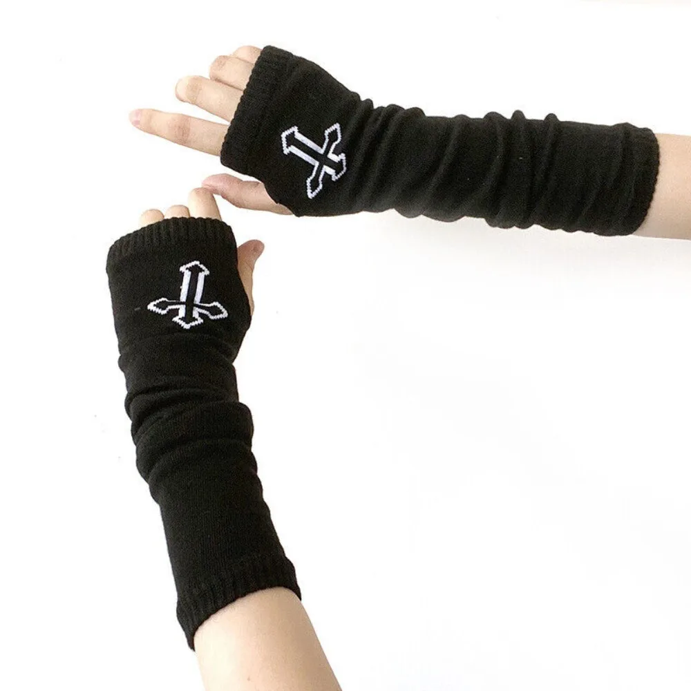 Neutral Grunge Cross Gloves New、 Punk Black Ninja Sleeve Rock Fingerless Gloves Four Seasons