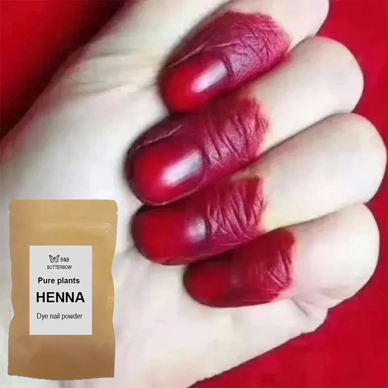 

Natural Plant Henna Powder Nail Beauty Nail Dyeing Wine Red Black With Tools Nail Art Accessories Colors Natural Gloss 20g