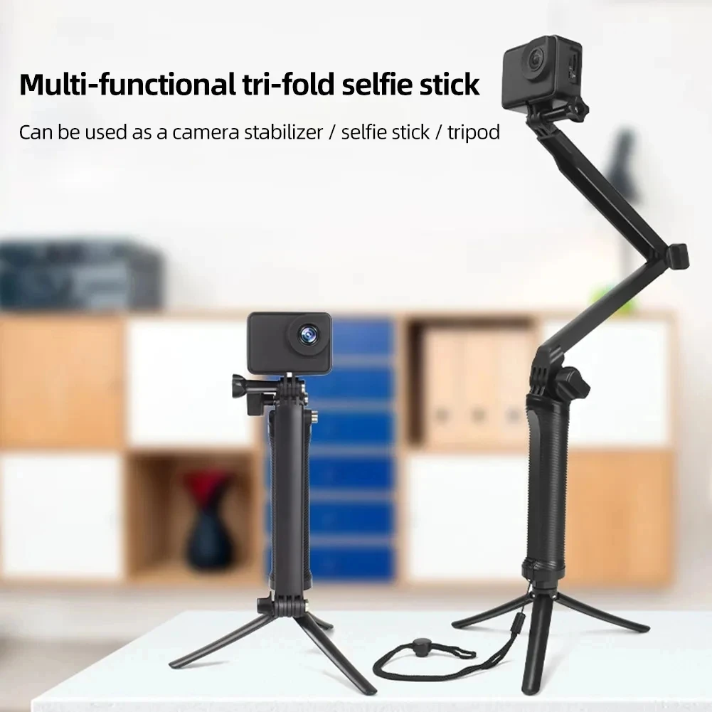 3 Way Grip Foldable Handheld Selfie Stick Mini Tripod For Insta360 Ace Pro GoPro 12 11 DJI Action 4 3 Action Camera Accessories