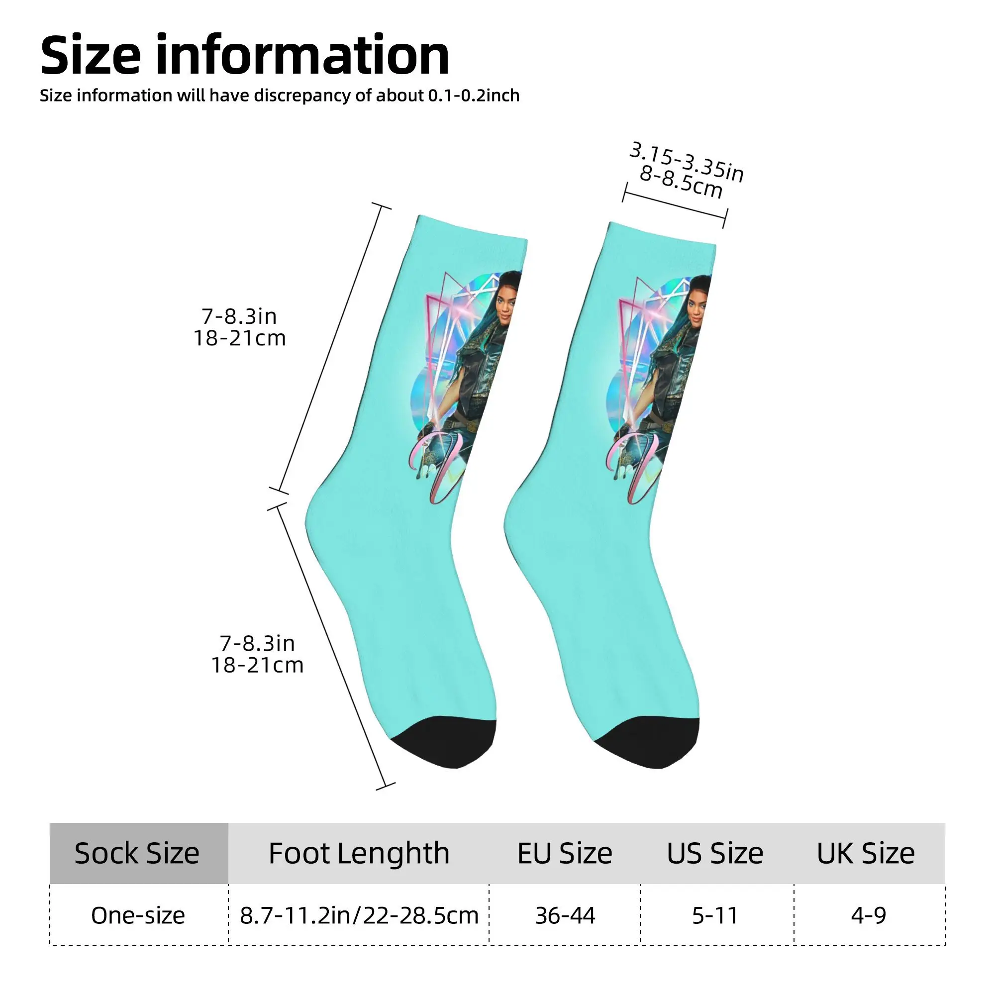 Uma Princess – Descendants 3 Socken, Harajuku, schweißabsorbierende Strümpfe, ganzjährige lange Socken für Unisex-Weihnachtsgeschenke