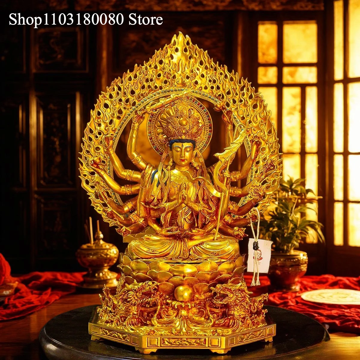 40cm Copper gilding Cundhi Bodhisattva Zhunti Pusa Cundi Buddha-Mother buddha statue 