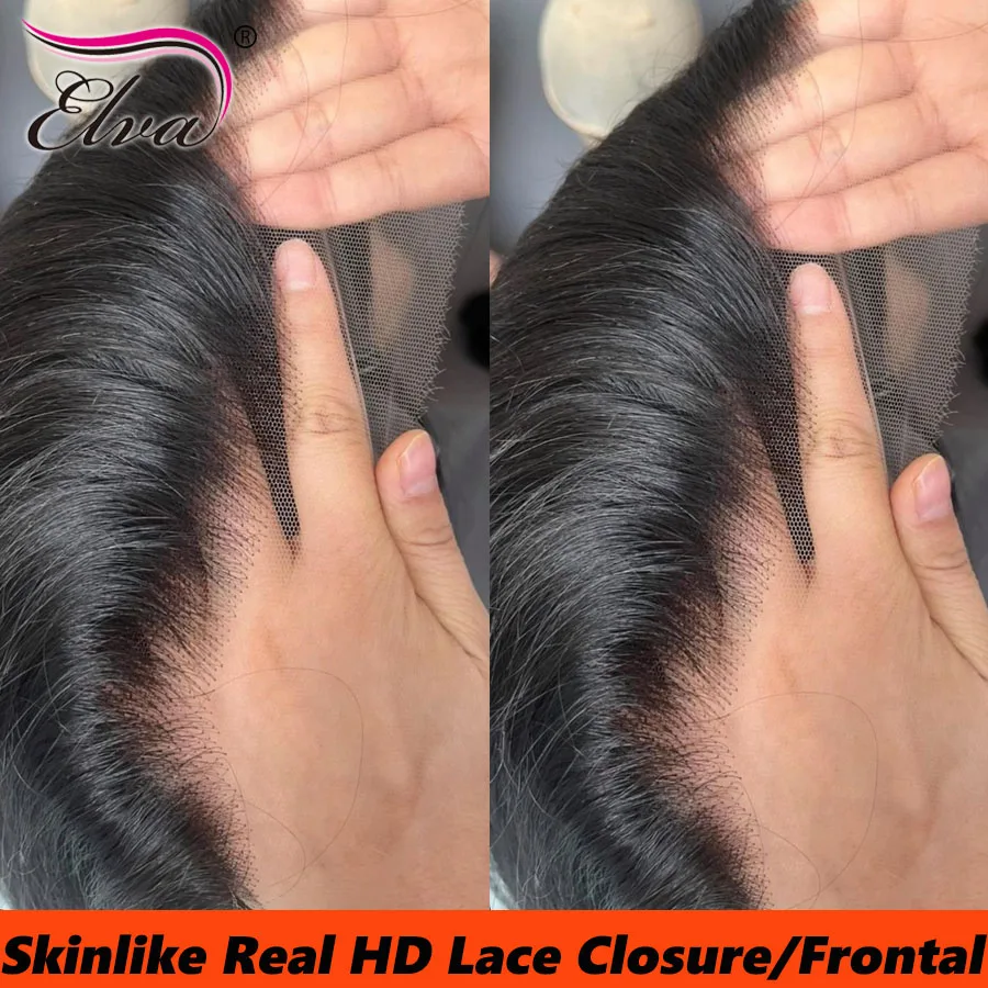 13x6-13x4-インビジブルhdレースフロント、超薄型スイスhdレース、スキンメルト加工人毛ヘアクロージャー、プレプラッキング済み、鋸歯状エッジレースのみ