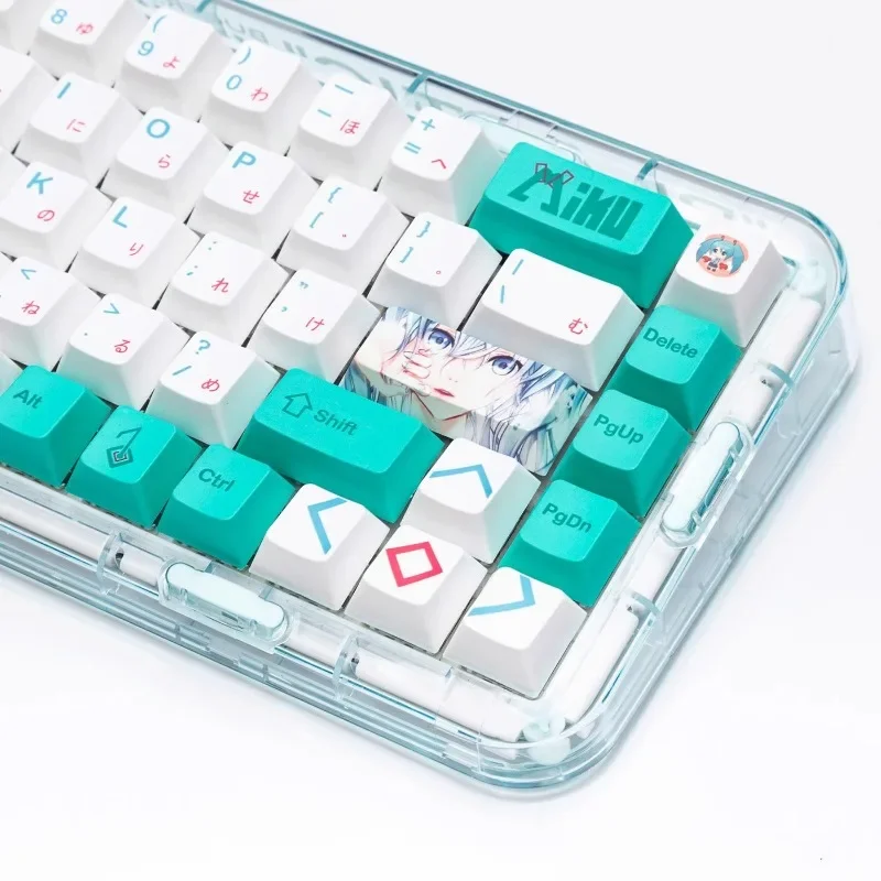 Cartoon anime Hatsune Miku keycap Original factory height PBT material thermal sublimation process140 keys complete set