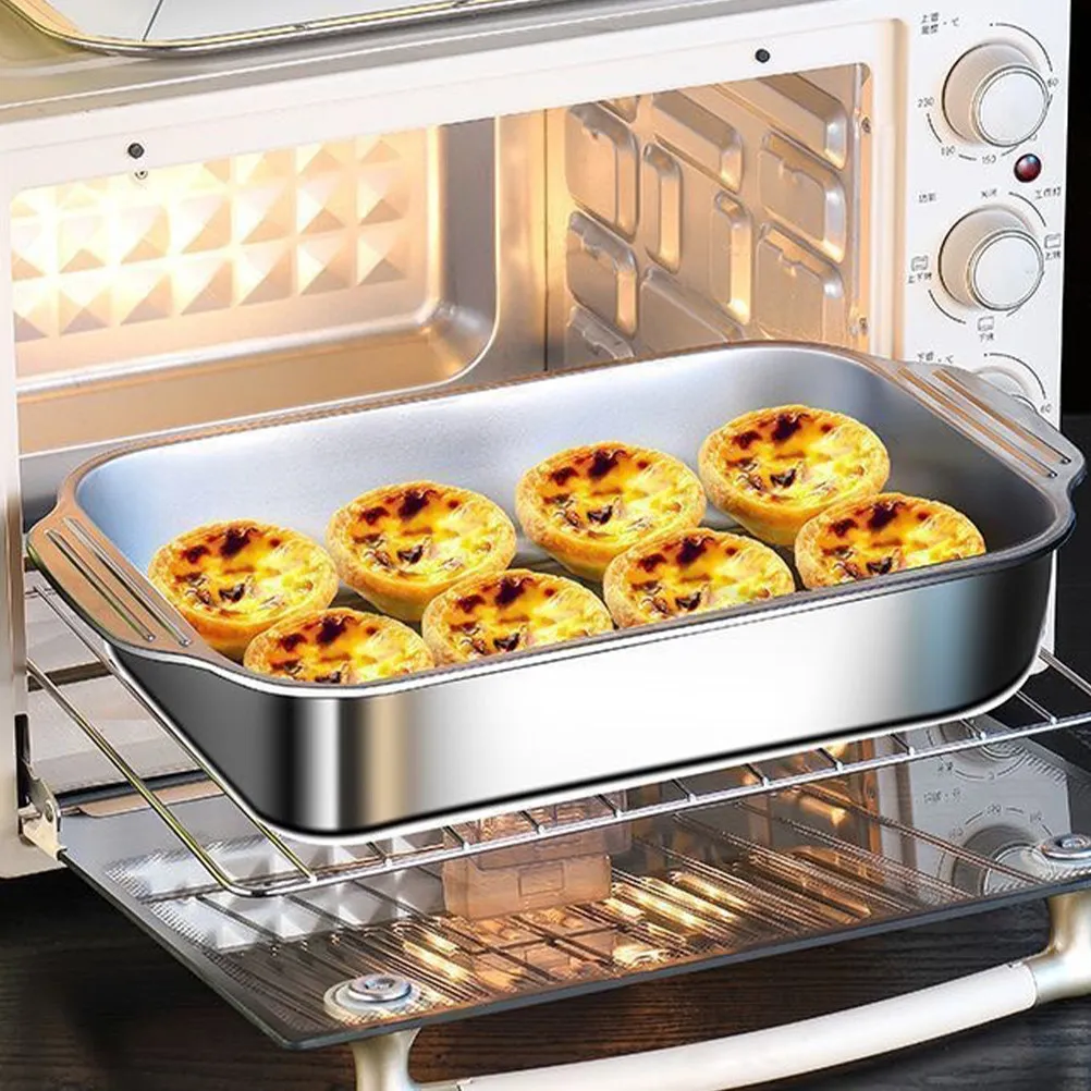 

Baking Pan Stainless Steel Rectangular Deep Design for Turkey Roast Cake Casserole Oven Grill Stovetop Use Nonstick Surface Tray