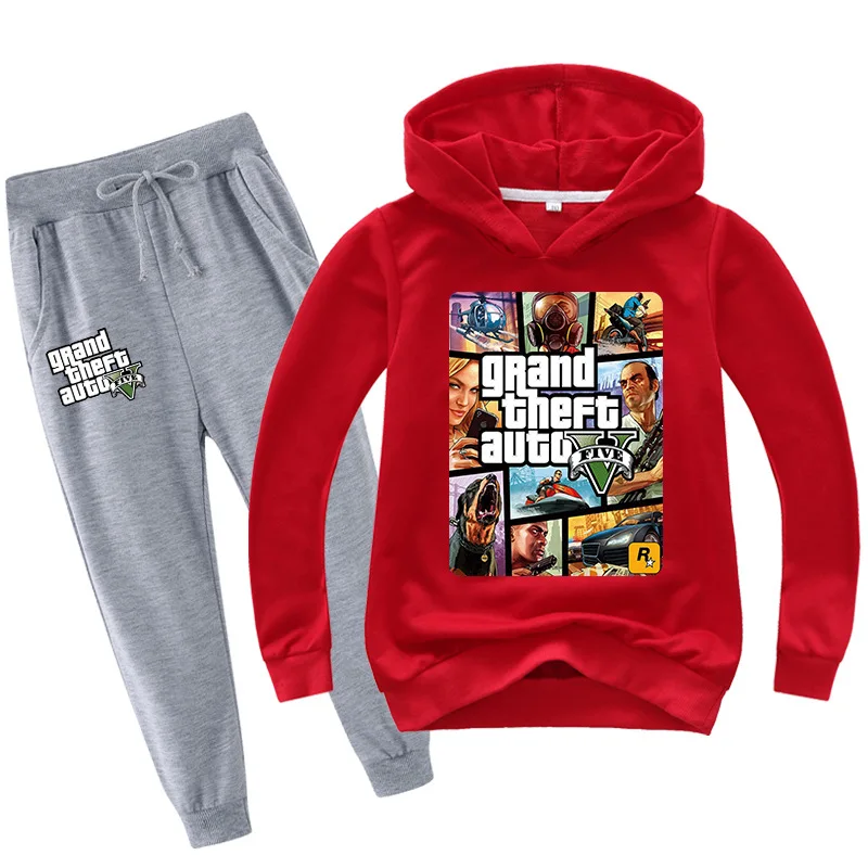 Game Grand Theft  Auto Gta 5 Clothing Sets Kids Hoodies and Pants 2pcs Suit Toddler Boys Tracksuit Teenager Girls Casual Outfits