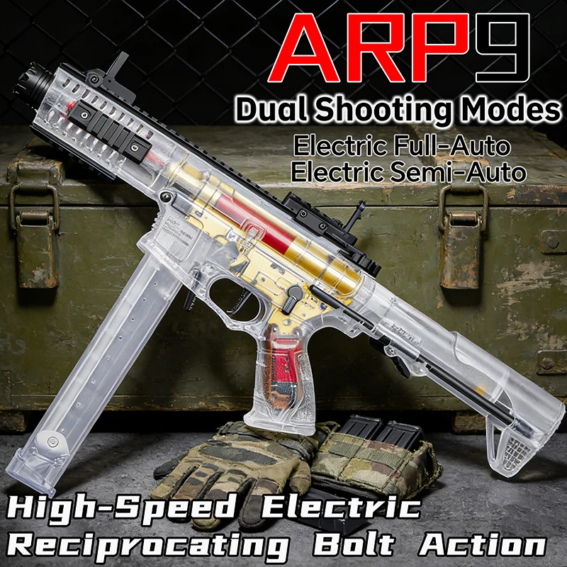 High-performance ARP9 electric gel ball toy gun, metal gears, inner barrel, top spin, Orbeez launcher (bullets not included)