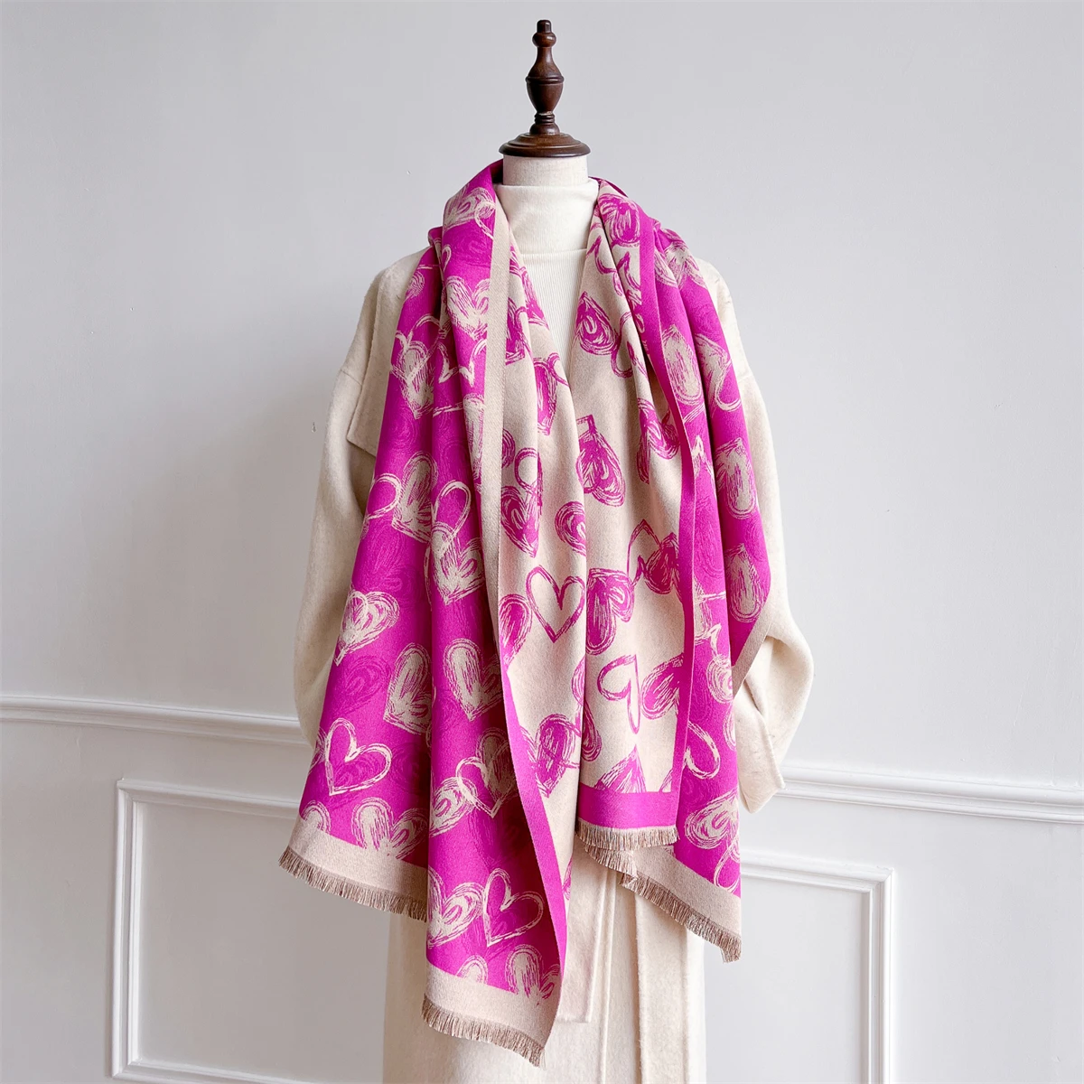 

Women Imitation Cashmere Scarves Design Thick Blanket Pashmina Warm Shawl Wrap Neckerchief Female Plaid Bufanda Winter Bandana