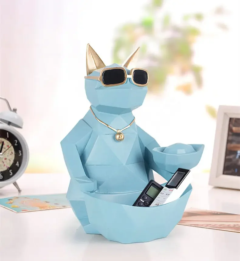 [Funny] European Ceramic Crafts cat storage box Candy box Home Decoration model Ornaments Creative cool cat figure best gift