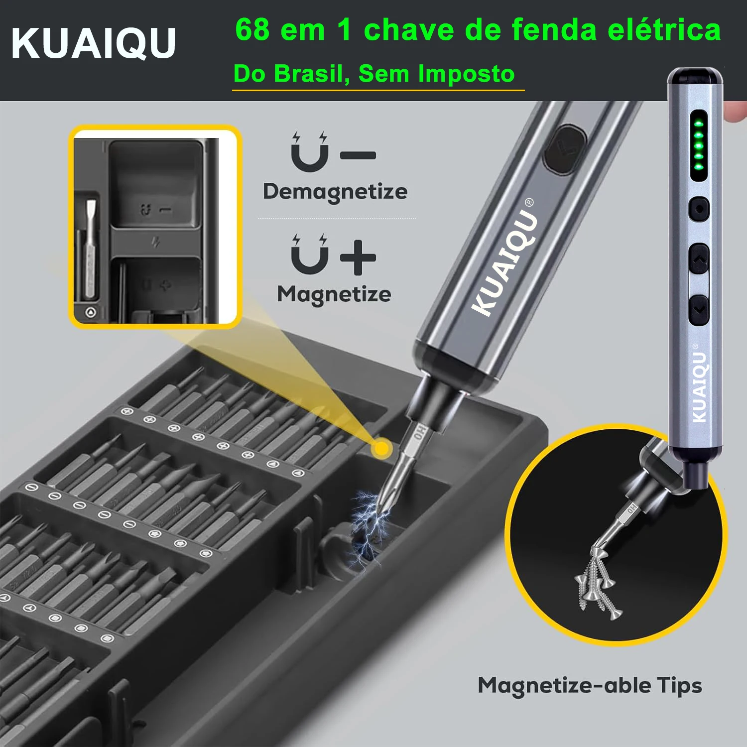 KUAIQU 5-Speed Torque Precision Electric Screwdriver Set DIY 3.7V Rechargeable Screwdriver Magnetic iPhone Disassemb Repair Tool