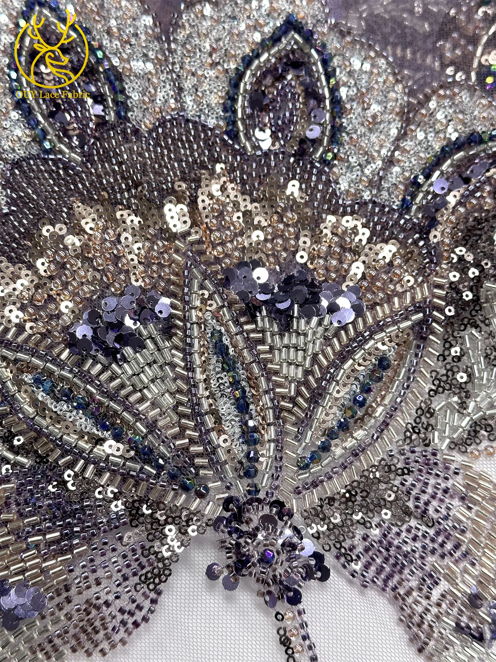 Nigerianischer schwerer Perlenstickerei-Blumen-Spitzenstoff 2026 – Französischer Pailletten-Perlen-Tüll-Spitzenstoff für Hochzeitskleider zum Nähen – Detail 17
