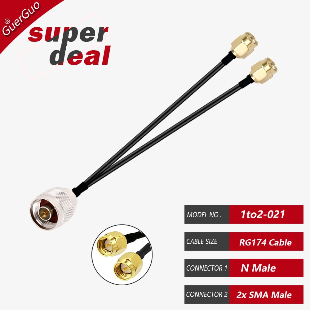 RF Coaxial Pigtail RG316 Cable  N Female to Dual SMA Male Straight Y Type Splitter Combiner for 3G 4G Modem Router Antenna