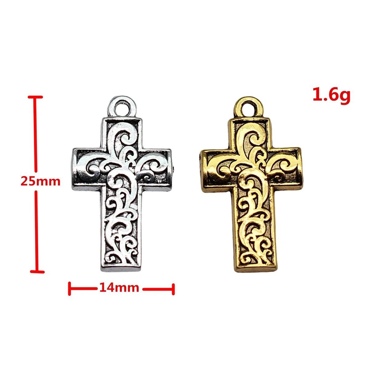 WYSIWYG 10pcs 14x25mm Antique Gold Color Antique Silver Color Cross Charms Pendant For Jewelry Making DIY Jewelry Findings