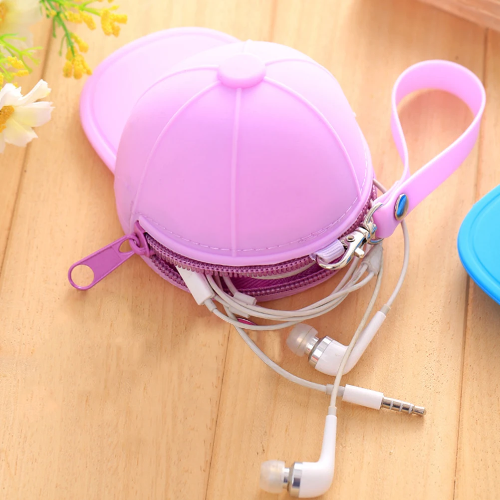 

Baseball Cap Key Bag Pouch Wallet Coin Purse Silicone Kawaii Hat Design Lightweight Washable Gift Kids Candy Color Car Key