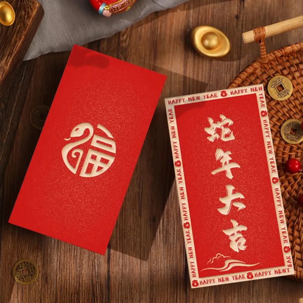 Enveloppes rouges du Nouvel An chinois, enveloppe du Nouvel An lunaire de la salle chinoise, enveloppe de bénédiction de l'argent porte-bonheur, 2025, 10 pièces