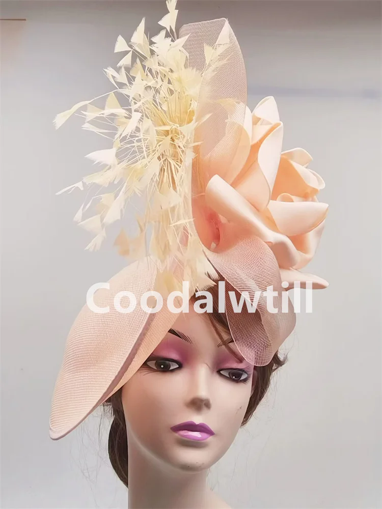 Big Flower Fascinator Derby Hat Women Party Dinner Headpiece Royal Ascot Pillbox Fascinator Hat Women Wedding Chapeau Cap Event