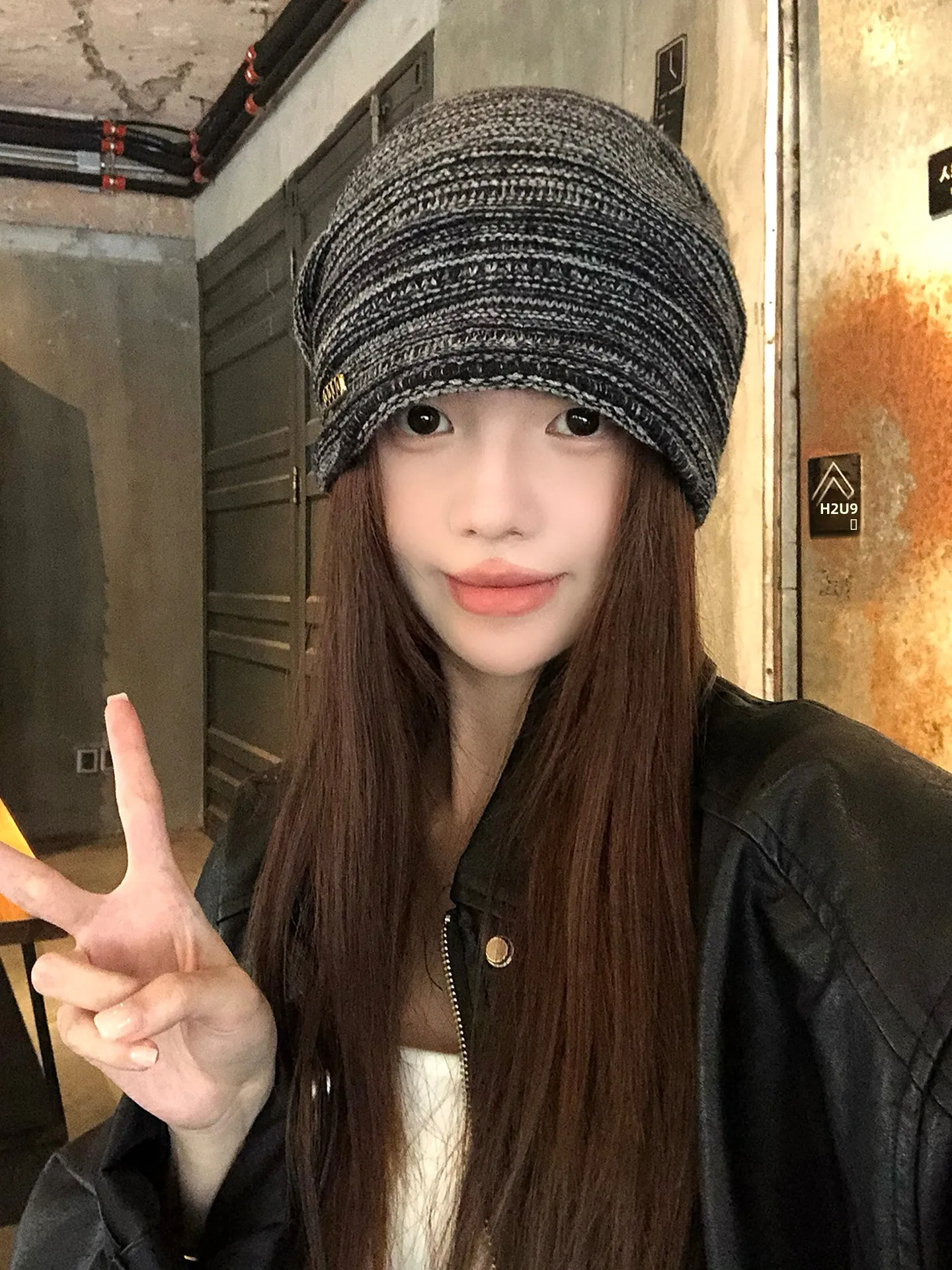Retro Japanese Lazy Style Mixed Color Stripes Women's Knitted Woolen Hat Autumn Winter Warm Ear Protection Face Slimming Knit...