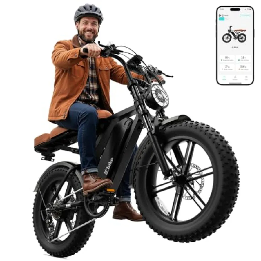

Electric bike for city commuting and off-roading: 1500W motor, 30MPH, 70/130 miles range, 20x4.0 fat tires, retro design, 48V 1