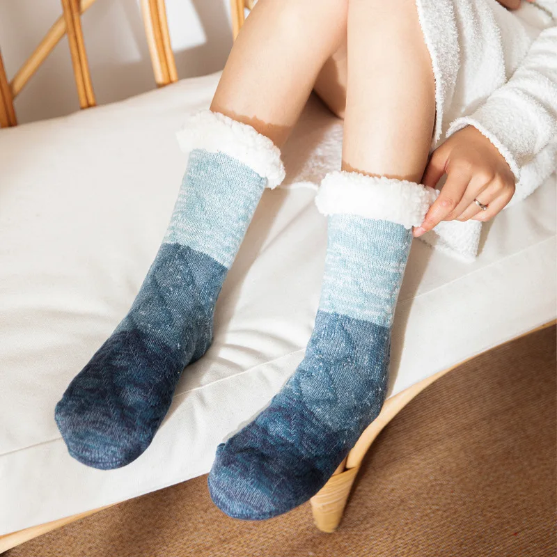 Home Room Socks Warm Children's Adult Carpet Socks Home Fleece-Lined Sleep Lambswool Socks Confinement Slippers Foot Snow Socks