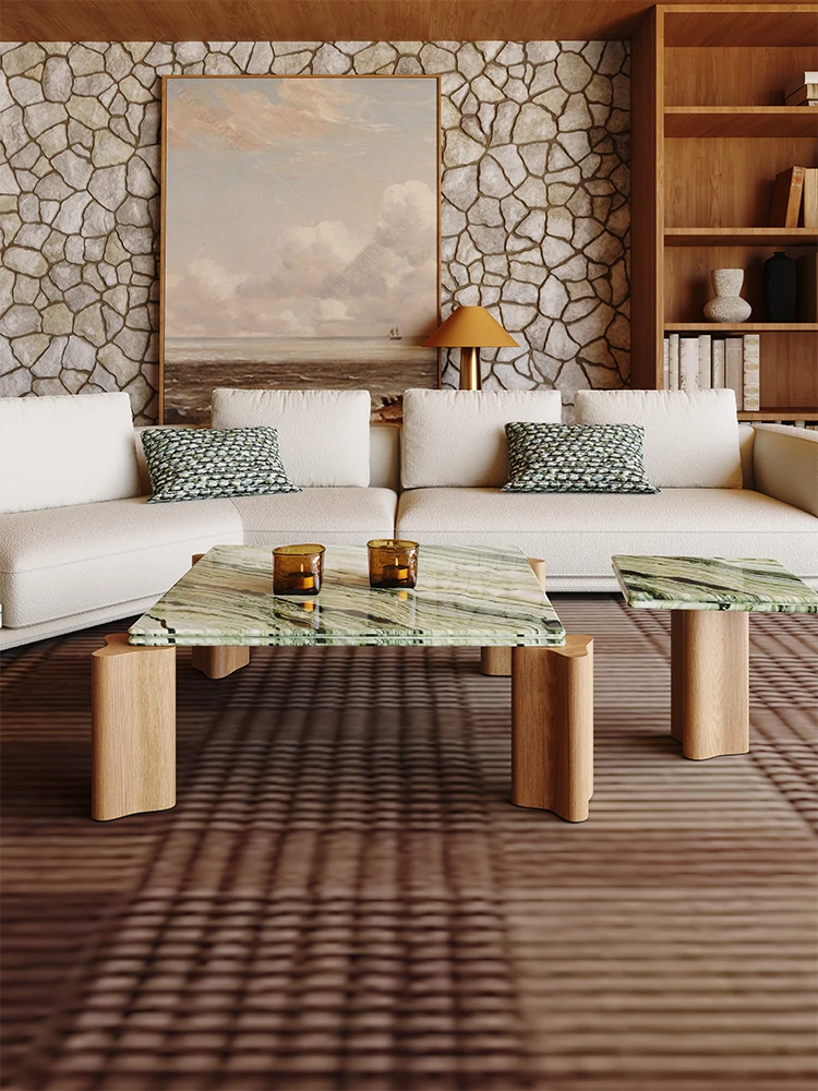 

Квадратный журнальный столик в итальянском стиле — минималистичный роскошный мраморный чайный столик, стол для гостиной из натурального камня, современный домашний центральный элемент