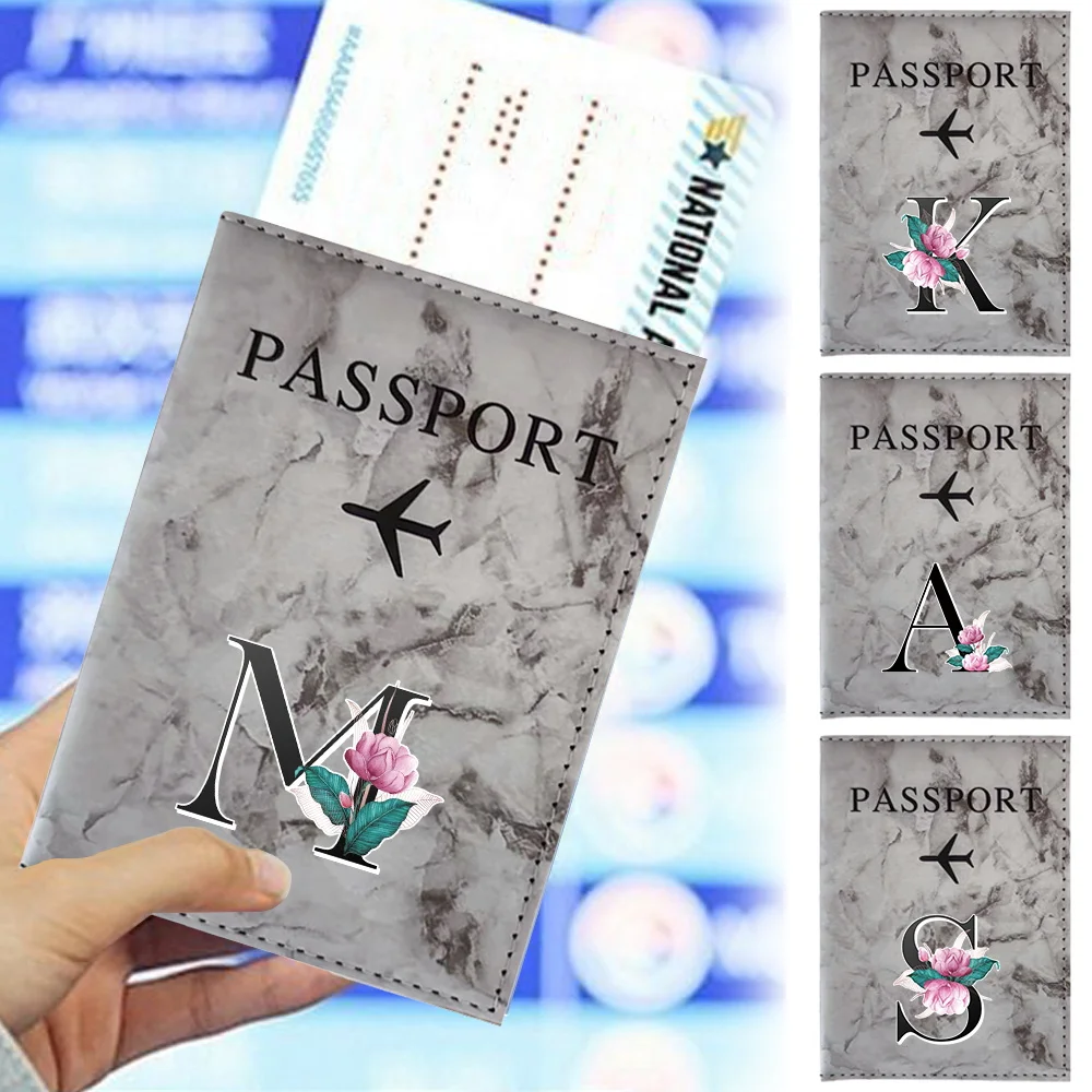 

Travel Waterproof Passport Protective Cover PU Leather Passport Holder Case Air Plan Travel Accessories for Unisex Whitemarble