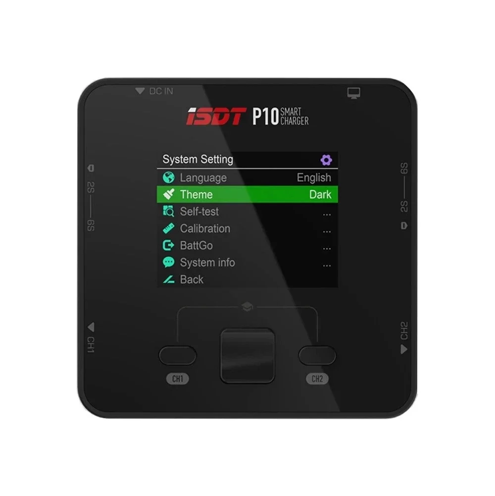 ISDT P10 LiPo-batterijbalanslader DC 250WX2 10A 400W Tweekanaals uitgang 1-6S Li-ion Levensduur NiCd NiMH LiHV PB Slimme batterij