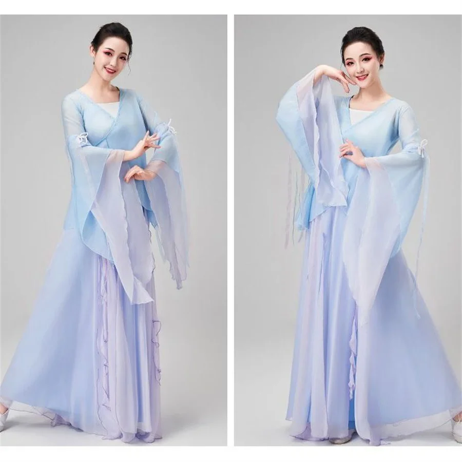 

Chinese Classical Dance Folk Practice Clothes Traditional National Yangko Hanfu Clothing Elegant Female Modern Dancing Costume