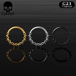 Casvort 1PCS Cool G23 Titanium Nose Rings Tragus Thick Septum Hinged Clip Earrings Piercing Body Jewelry Cartilage Hoop Punk New