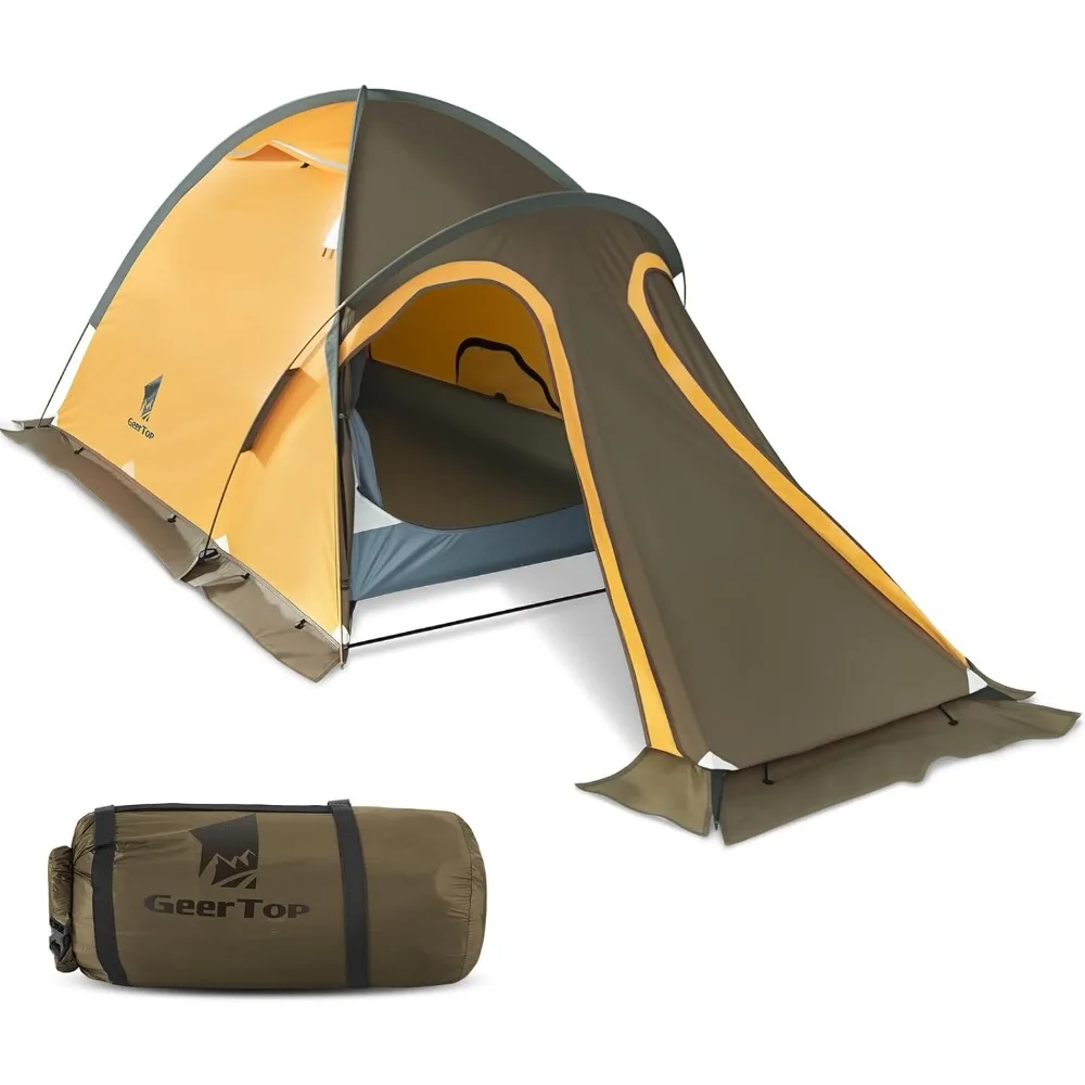 خيمة ظهر مقاومة للماء بطبقة مزدوجة لشخصين للتخييم والمشي لمسافات طويلة والسفر في جميع الأحوال الجوية من GEERTOP
