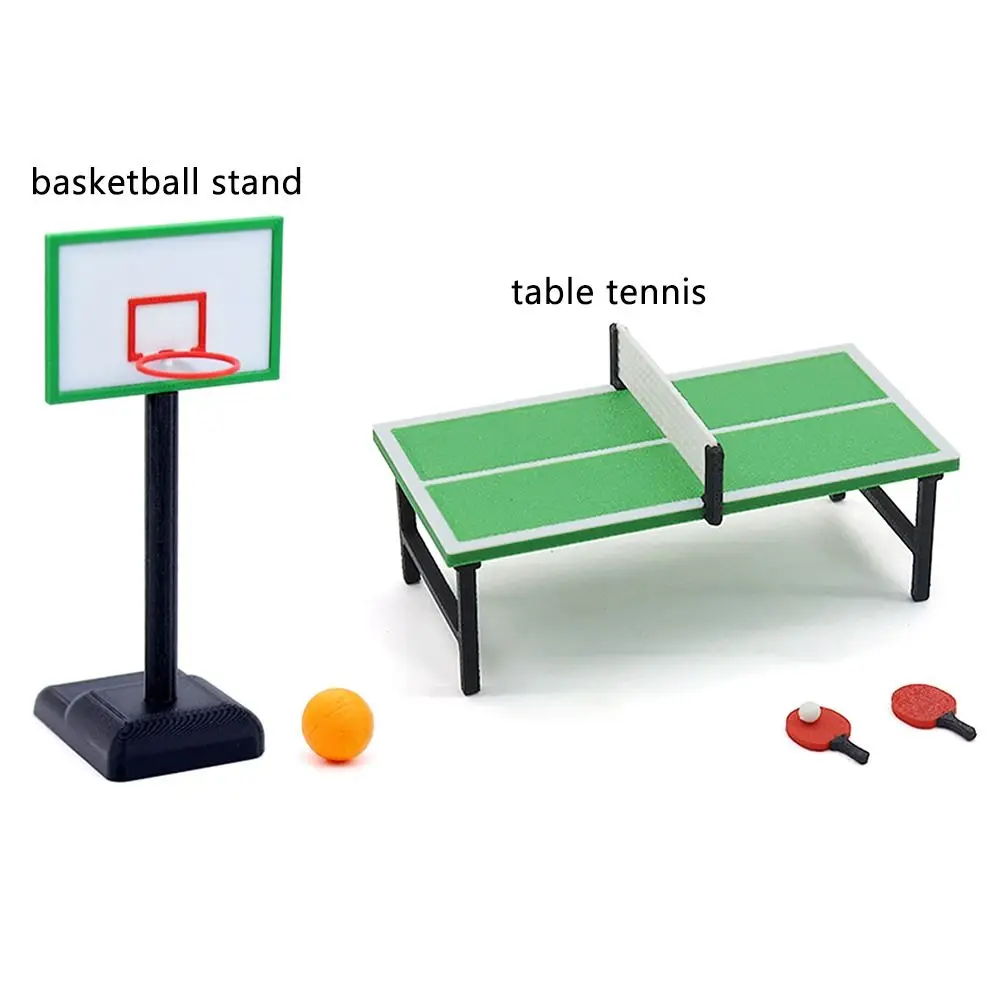 Maison de poupée créative 1/12, Tennis de Table, Table de sable colorée, cerceau de basket-ball, Micro scène de paysage, modèle de maison, équipement de Sport