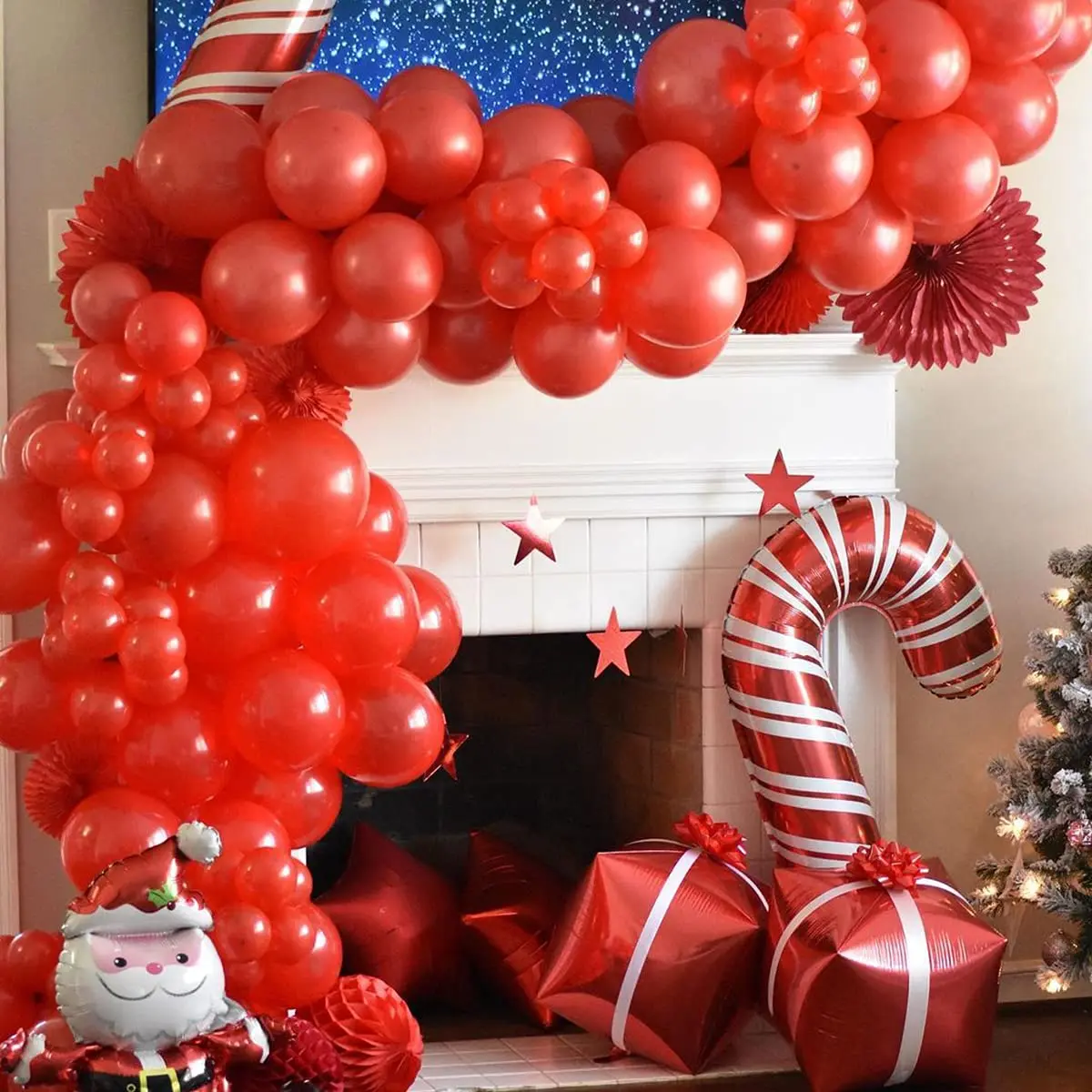 134 Pcs 18/12/10/5 Inch Red and White Balloon Garland Arch Set for Wedding Birthday Valentine's Day Party Christmas Decorations