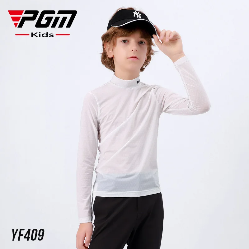 

PGM Boys Golf Wear Shirt Children Sun-proof Clothing Long Sleeve Base Undershirt Youth Sports Clothes White Ultralight YF408