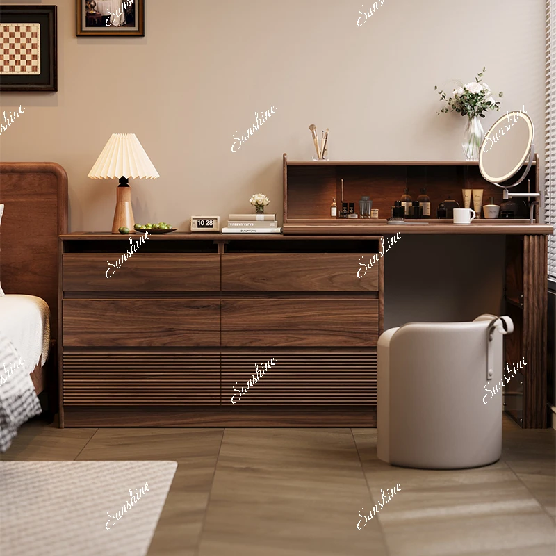 North American black walnut solid wood cosmetic table storage bedside cabinet