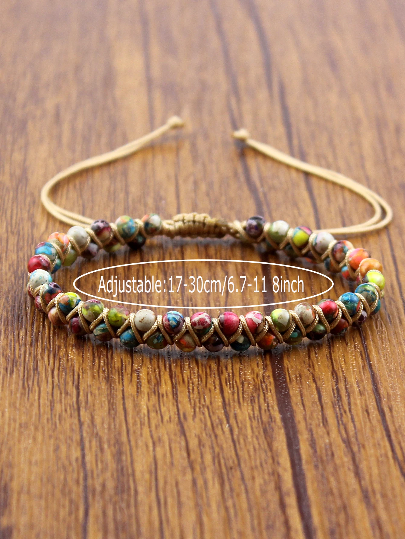 Colorful 4mm Beads Natural Stones Yoga Bracelet Handmade Braided Adjustable Bracelet For Women