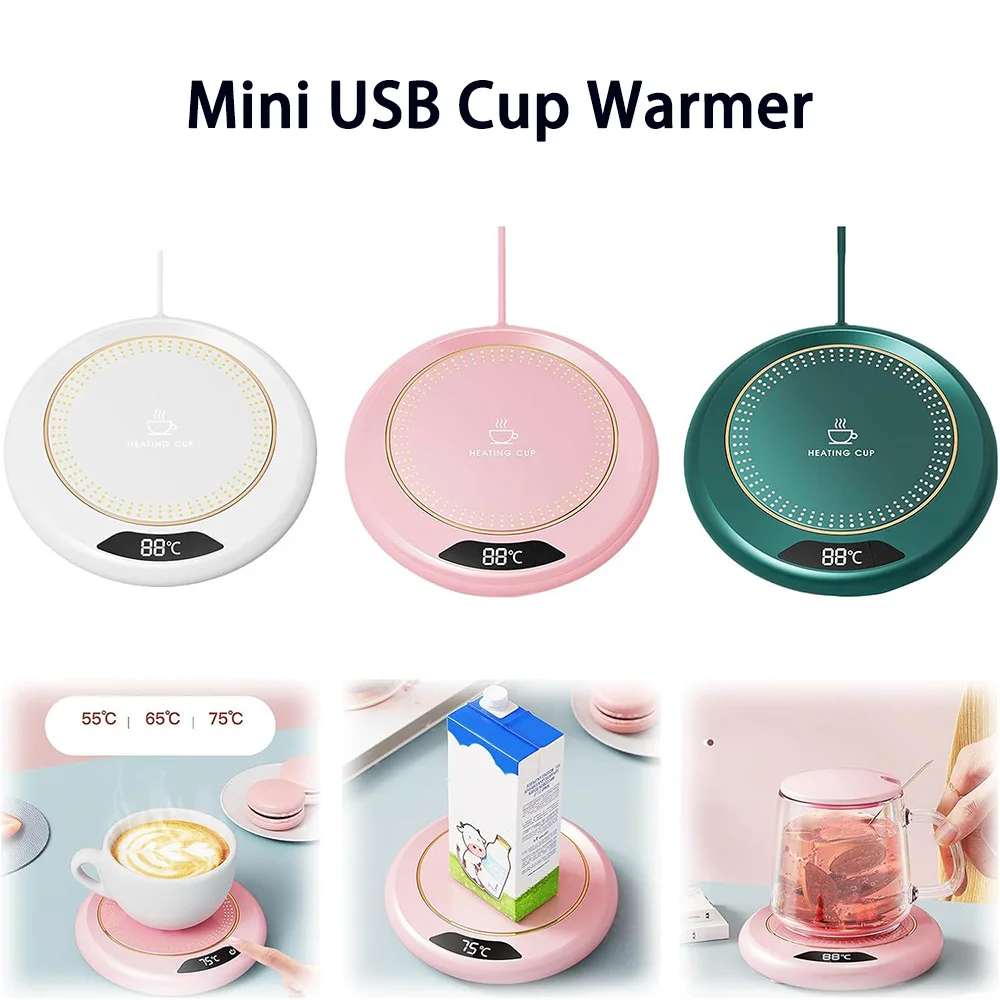 

Mini USB Cup Warmer Coffee Mug Heating Coaster 3 Temperature Setting Thermostatic Hot Plate Milk Water Heating Pad Cup Heater