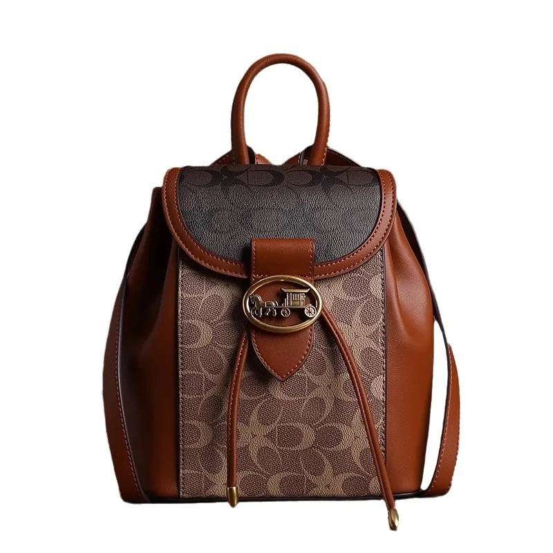 Women\'s small leather backpacks luxury designer backpack girls vintage backpack bags black traveling backpack PVC brown backpack