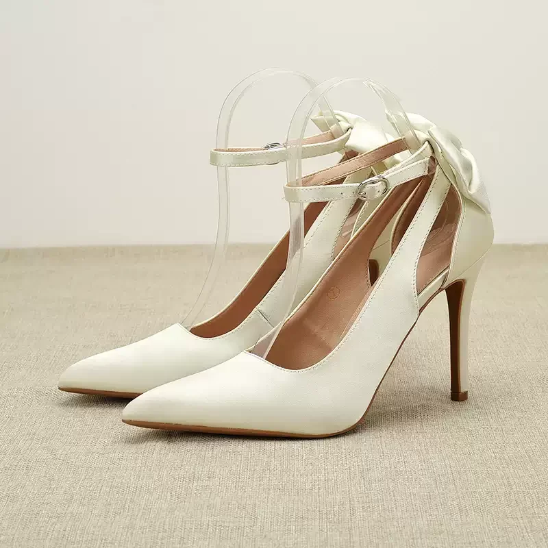 

Женские атласные туфли-лодочки на высоком каблуке с ремешком на щиколотке и острым носком, вечерние туфли-лодочки с пряжкой и лентой, пикантные офисные свадебные модельные туфли
