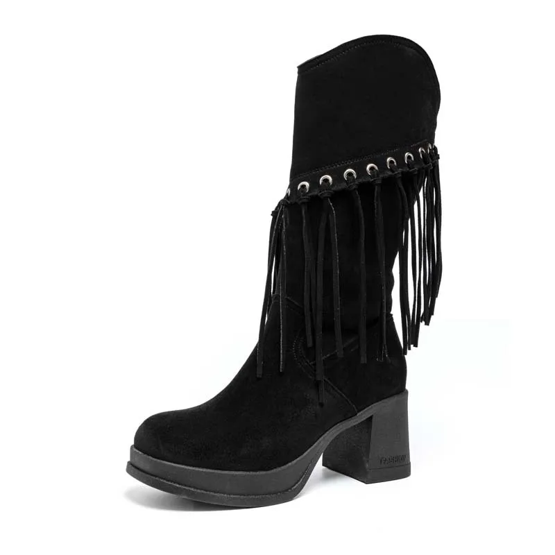 

fujin 7cm Women Chunky Platform Knee High Boots 9cm Heel Hidden Wedge Riding Style Fashion Slim Long Boots for Autumn Winter