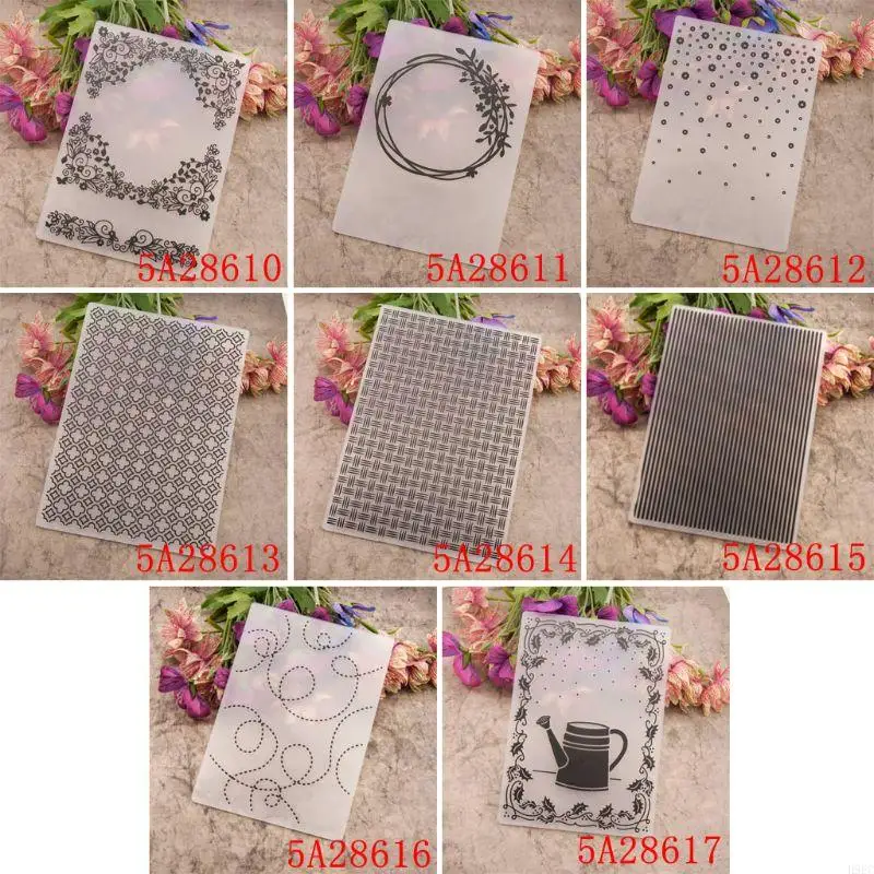 GIFT SCRAPBOUBINGフォトアルバムカード用紙DIYクラフトのためのH9ECストライプエンボスフォルダーテンプレート装飾型の装飾