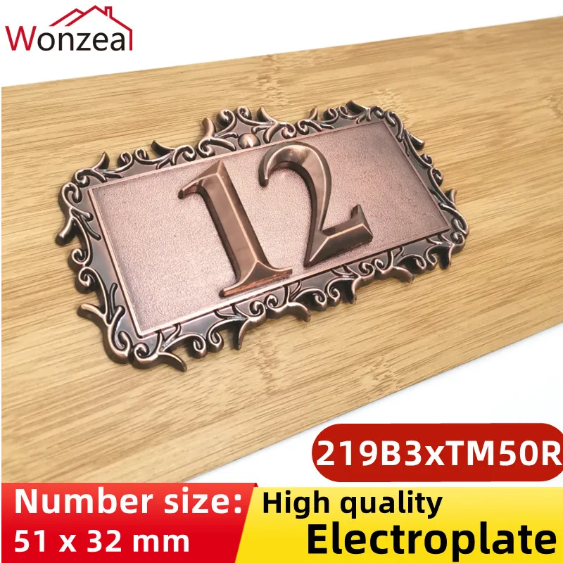 Due cifre plastica ABS imitazione metallo bronzo numero civico segno personalizzato numero di porta adesivo per la piastra della porta dell'appartamento dell'hotel