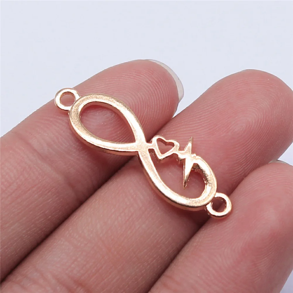 Jewelry Findings Components Infinity Symbol Heart Heartbeat Connector Charms For Bracelets Charm Pendant