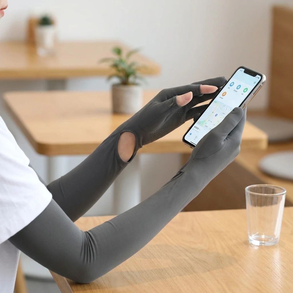 1 Paar Sport-Armstulpen für Radfahren, Laufen, Angeln, Klettern, Sonnenschutz, UV-Schutz, Kühlende Ärmel mit 5-Finger-Manschetten – Detail 8
