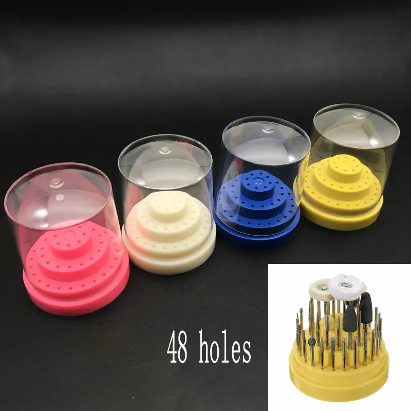 1pc Dental Lab Instrument 48 Holes (Round) Plastic Bur Holder Burs Block Case Box