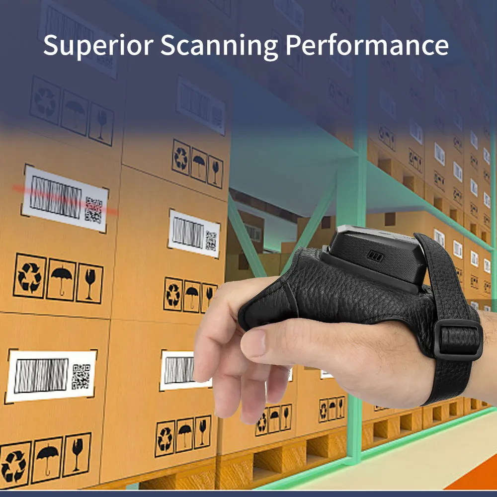 

Gold seller Netum Industrial Mini Wireless 2D Barcode Scanner Wearable Finger Bar Code Reader for Inventory Management and Couri