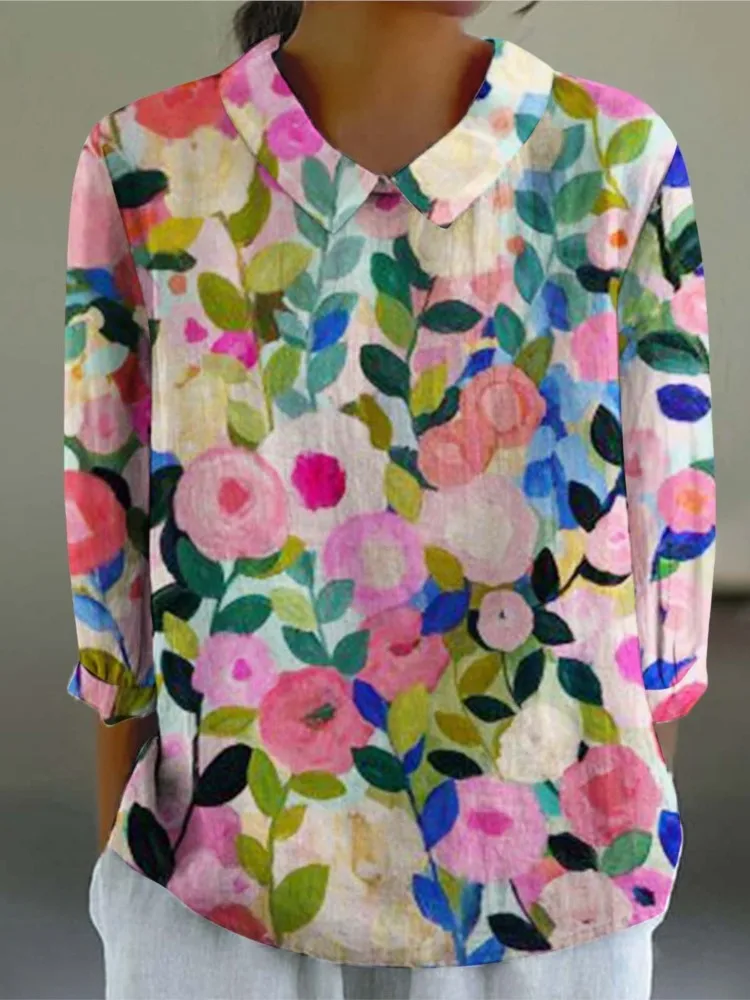 

New Top Print Blouse Autumn Women Fashion Turn-down Collar Long Sleeve Office Elegant Casual Shirt Female Holiday Tops Shirts