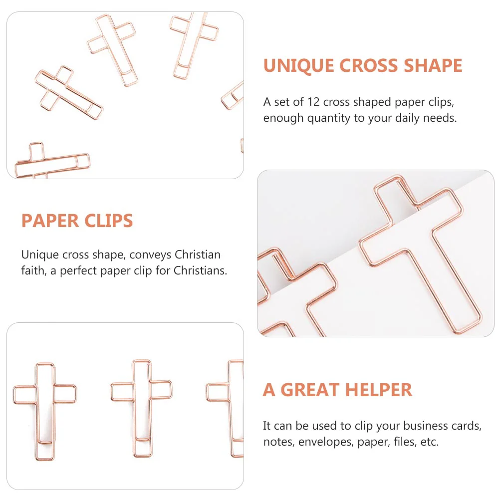 12 Pcs Cross Clip Bible Clamps Smooth Paper Clips Collector Bookmark Shaped Metal Journaling Animal