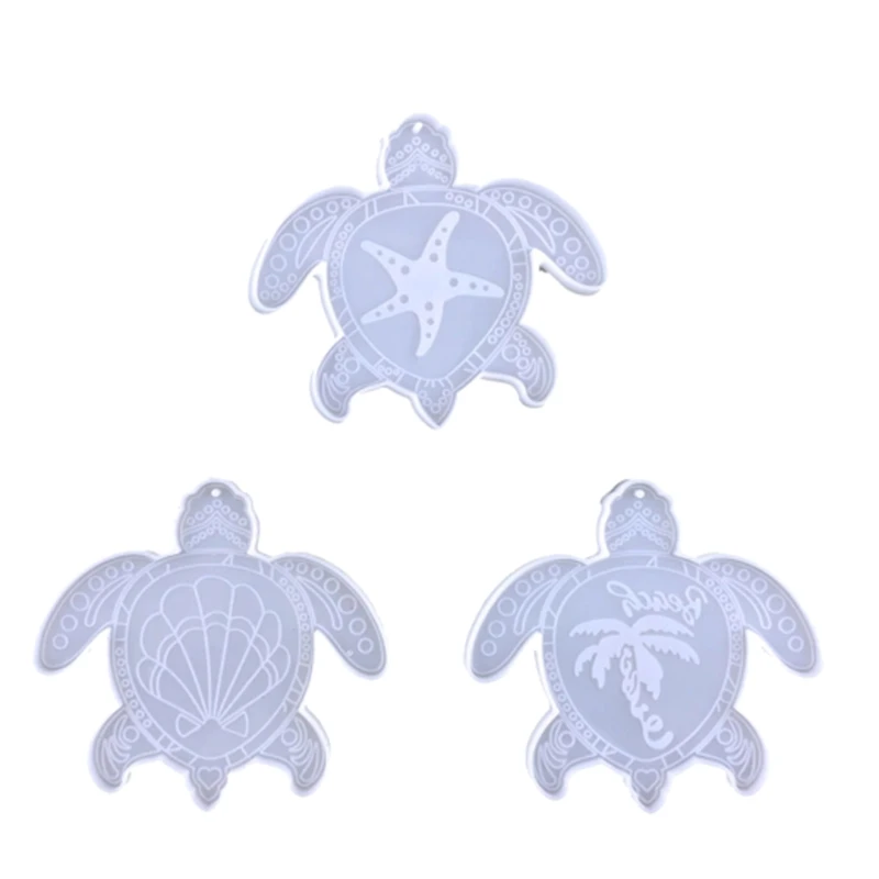 Moldes Resina silicona brillantes para llavero con forma tortuga, molde para adornos DIY, colgante, joyería, molde para